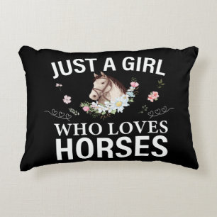 Just A Girl Who Loves Horses Floral Decorative Cushion