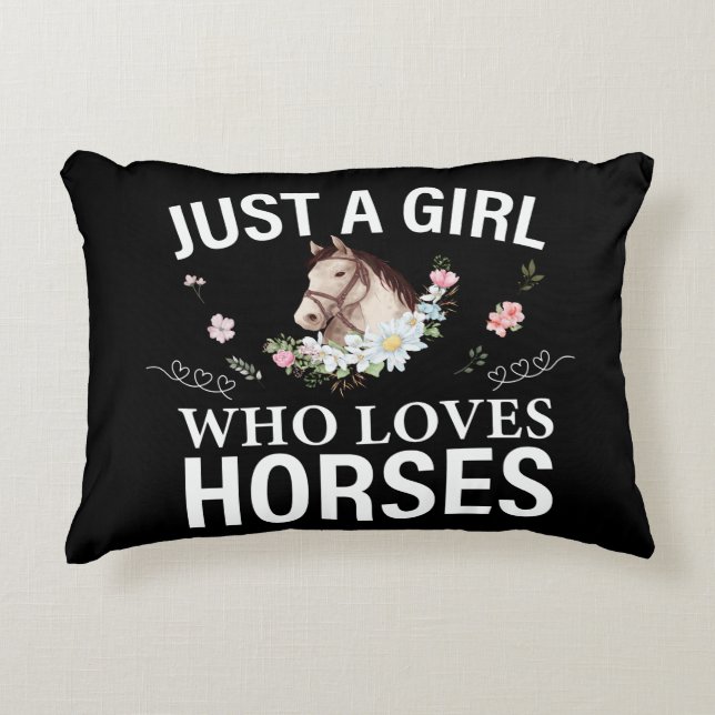 Just A Girl Who Loves Horses Floral    Decorative Cushion (Front)