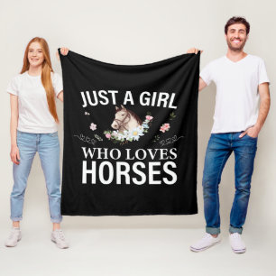 Just A Girl Who Loves Horses Floral Fleece Blanket