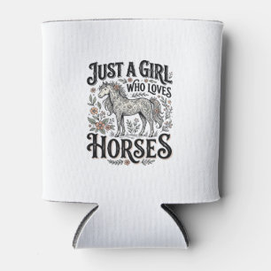 Just a Girl Who Loves Horses Floral Vintage Design Can Cooler