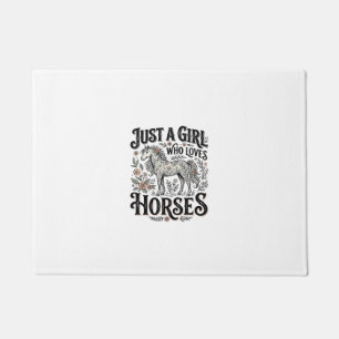 Just a Girl Who Loves Horses Floral Vintage Design Doormat