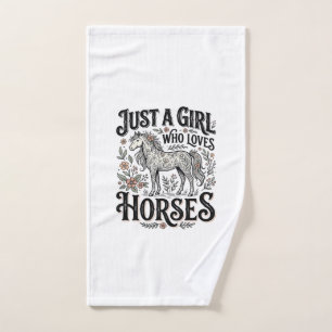 Just a Girl Who Loves Horses Floral Vintage Design Hand Towel