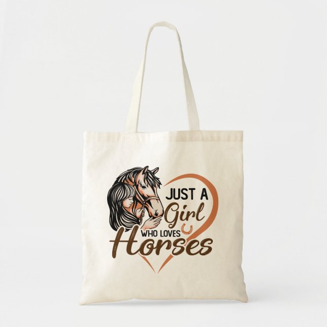 Just a Girl Who Loves Horses Heart Horse Tote Bag (Front)