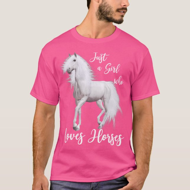 Just A Girl Who Loves Horses Horse Riding T-Shirt (Front)