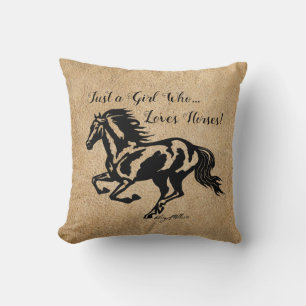 Just a Girl Who Loves Horses, Horse Throw Pillow