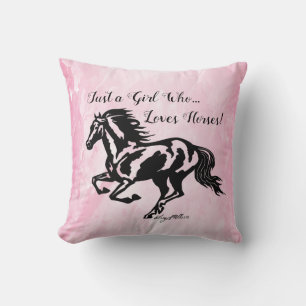 Just a Girl Who Loves Horses, Horse Throw Pillow