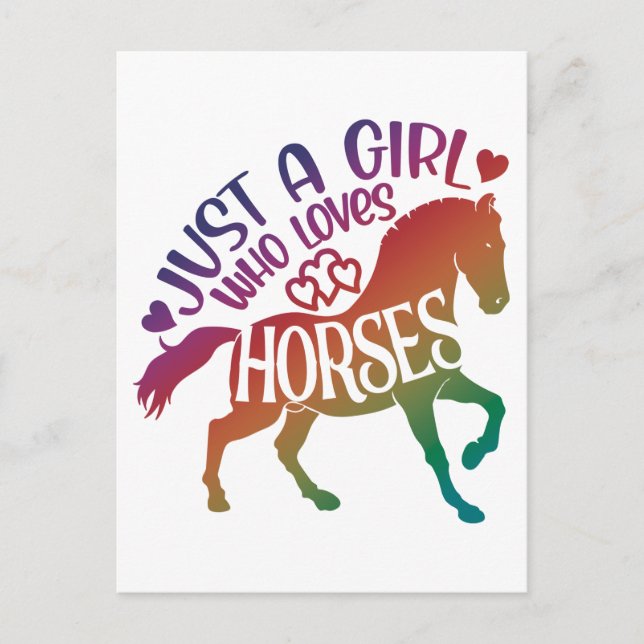 Just A Girl Who Loves Horses, Horseback Riding Postcard (Front)