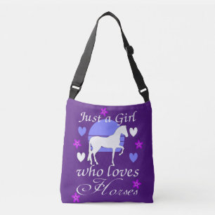 Just A Girl Who Loves Horses in Purple   Crossbody Bag
