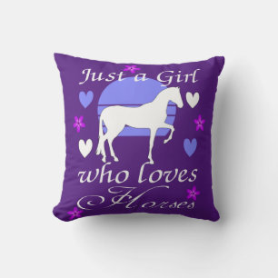 Just A Girl Who Loves Horses in Purple   Cushion