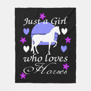 Just A Girl Who Loves Horses in Purple Fleece Blanket