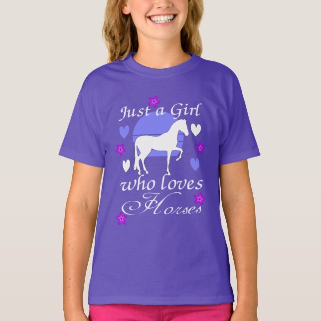 Just A Girl Who Loves Horses in Purple   T-Shirt (Front)