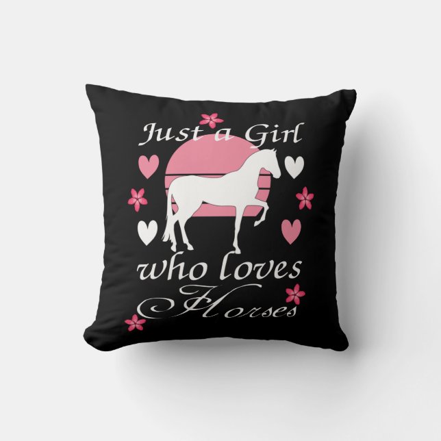 Just A Girl Who Loves Horses in Rose Pink    Cushion (Front)