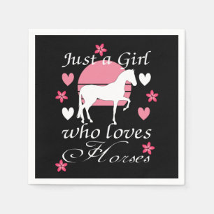Just A Girl Who Loves Horses in Rose Pink Napkin