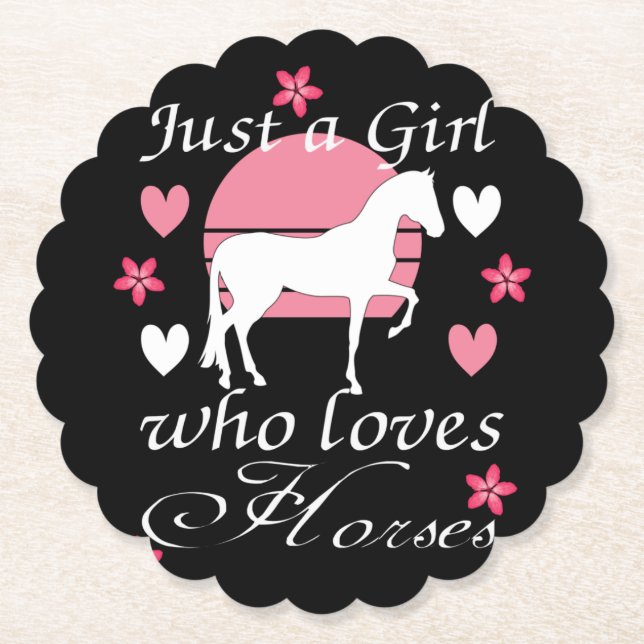 Just A Girl Who Loves Horses in Rose Pink       Paper Coaster (Front)