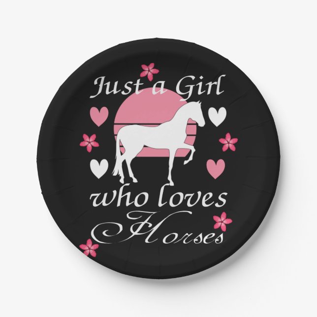 Just A Girl Who Loves Horses in Rose Pink    Paper Plate (Front)