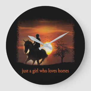 just a girl who loves horses large clock