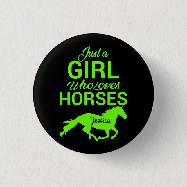 Just A Girl Who Loves Horses Personalised  3 Cm Round Badge (Front)
