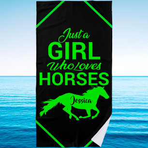 Just A Girl Who Loves Horses Personalised Beach Towel