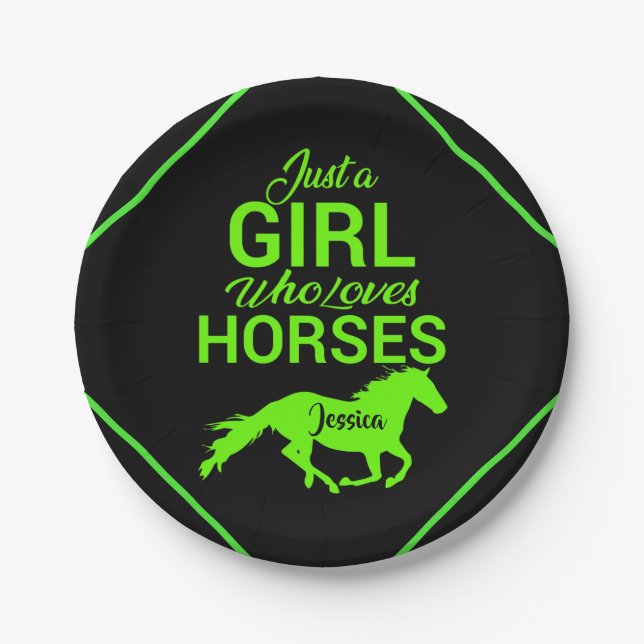 Just A Girl Who Loves Horses Personalised   Paper Plate (Front)