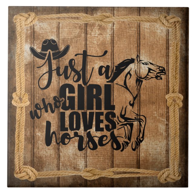 Just a Girl Who Loves Horses Quote Tile (Front)