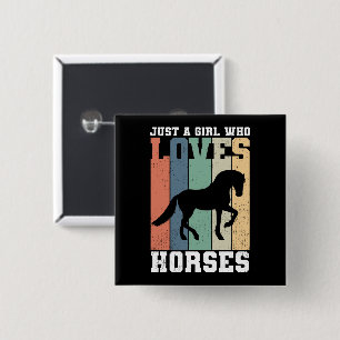 Just a girl who loves Horses   Retro Vintage Horse 15 Cm Square Badge