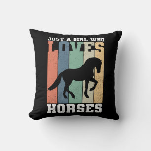 Just a girl who loves Horses   Retro Vintage Horse Cushion