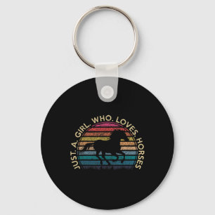 Just A Girl Who Loves Horses Retro Vintage Horseba Key Ring