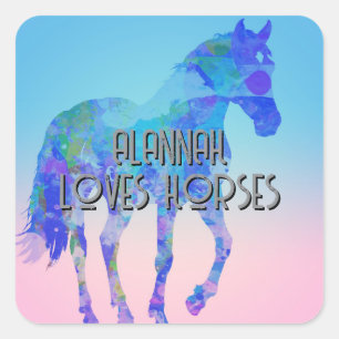 Just a girl who loves horses square sticker