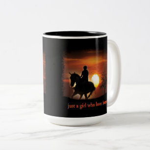 just a girl who loves horses Two-Tone coffee mug