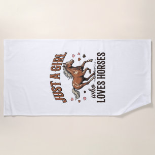 Just A Girl Who Loves Horses Vintage Horse Shirt_1 Beach Towel