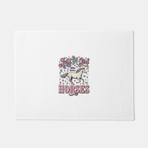 Just A Girl Who Loves Horses Vintage Vector Design Doormat