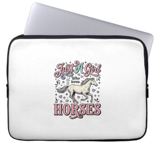 Just A Girl Who Loves Horses Vintage Vector Design Laptop Sleeve