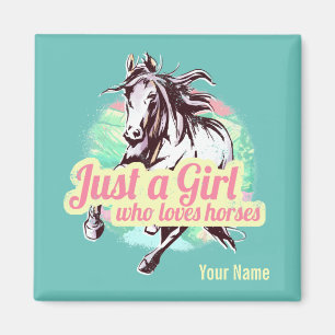 Just A Girl Who Loves Horses Watercolor Vintage Magnet