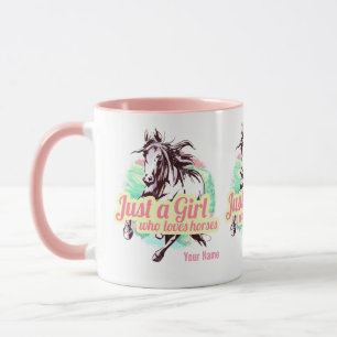 Just A Girl Who Loves Horses Watercolor Vintage Mug