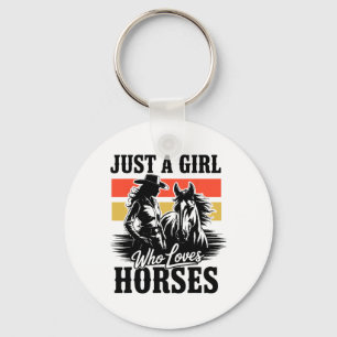 Just A Girl Who Loves Horses Western Cowgirl Heart Key Ring