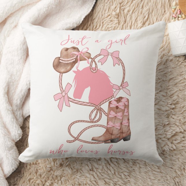 Just a Girl Who Loves Horses,Western,Rodeo, Pink Cushion (Blanket)