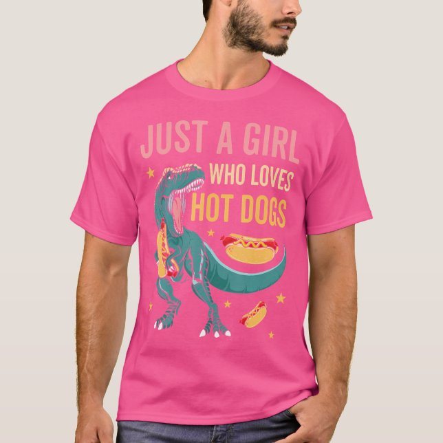 Just A Girl Who Loves Hot Dogs Fast Food Dinosaur  T-Shirt (Front)