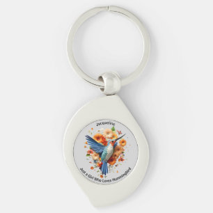 Just A Girl Who Loves Hummingbird Personalize Name Key Ring