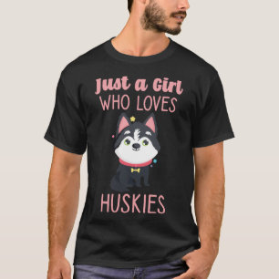 Just A Girl Who Loves Huskies Funny Dogs Relaxed T-Shirt