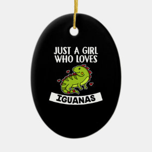 Just A Girl Who Loves Iguanas Cute Lizard Iguana Ceramic Tree Decoration