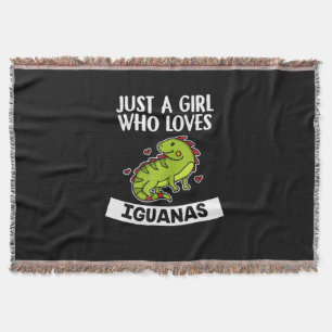 Just A Girl Who Loves Iguanas Cute Lizard Iguana Throw Blanket