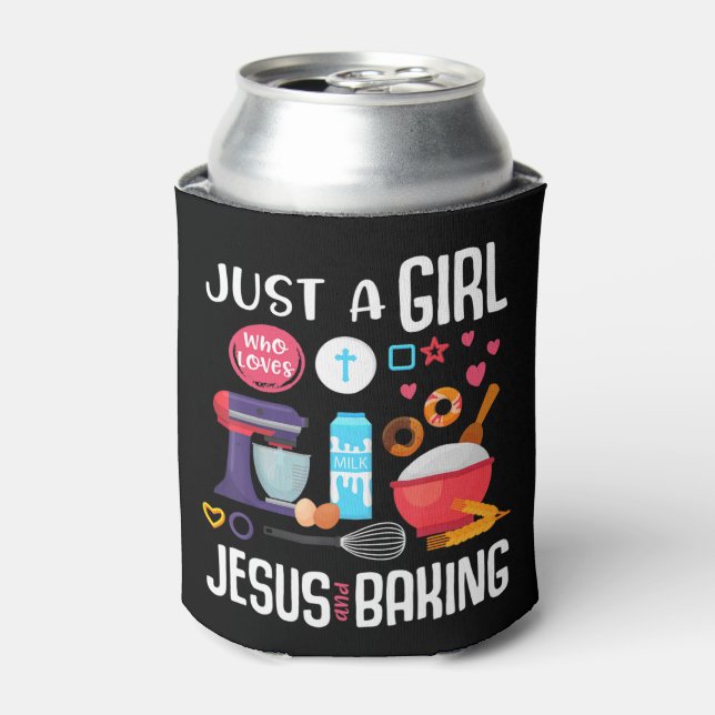 Just A Girl Who Loves Jesus And Baking Cool Christ Can Cooler (Can Front)