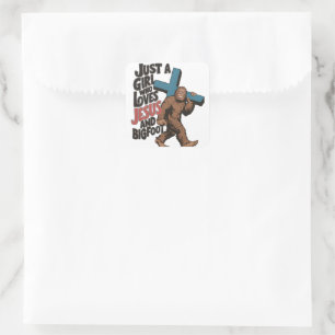 Just a Girl Who Loves Jesus And Bigfoot Sasquatch Square Sticker