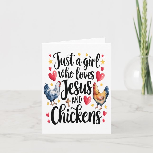 Just A Girl Who Loves Jesus And Chickens Farm Farm Card (Front)