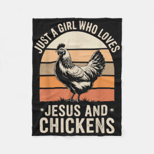 Just A Girl Who Loves Jesus And Chickens Fleece Blanket