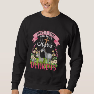 Just A Girl Who Loves Jesus And Donkeys Cute Donke Sweatshirt