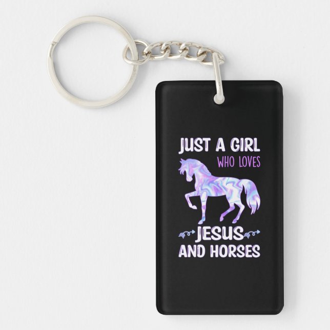 Just a Girl who loves Jesus and Horses Christian Key Ring (Front)