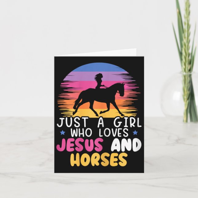 Just A Girl Who Loves Jesus And Horses Equestrian  Card (Front)