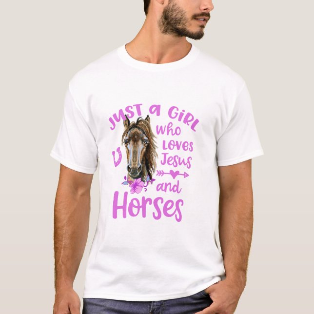  Just a Girl who loves Jesus and Horses Horse Girl T-Shirt (Front)