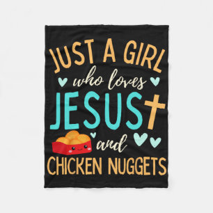 Just A Girl Who Loves Jesus And Nuggets Christian Fleece Blanket